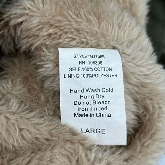 C'esttoi Faux Fur Lined Anorak Hooded Jacket Green Large - Picture 8 of 10